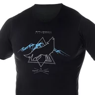 Bielizna sportowa męska - Termoaktywny T-Shirt Brubeck Outdoor Czarny Wilk - miniaturka - grafika 1