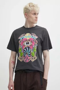 Koszulki męskie - Volcom t-shirt bawełniany męski kolor szary z nadrukiem - grafika 1