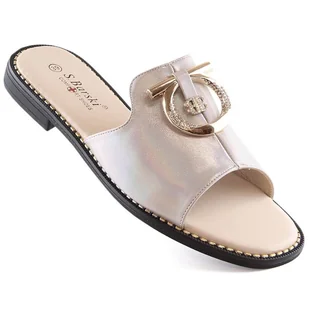 Klapki damskie płaskie komfortowe beżowe S.Barski Kv 2775-32 beżowy - Klapki i japonki damskie - miniaturka - grafika 1