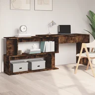 Biurka - vidaXL Biurko narożne, przydymiony dąb, 200x50x76 cm - miniaturka - grafika 1