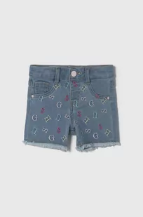Guess szorty jeansowe dziecięce kolor niebieski wzorzyste regulowana talia - Spodnie i spodenki dla dziewczynek - miniaturka - grafika 1