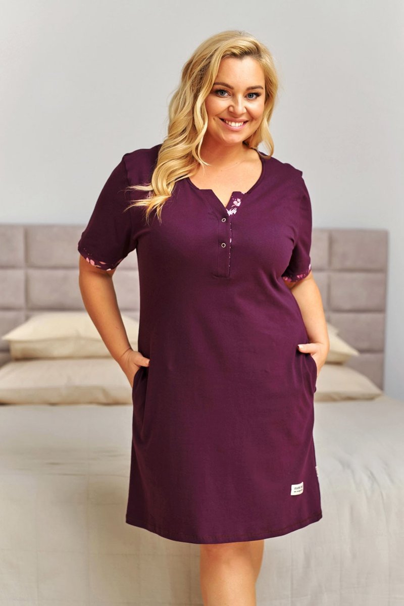 Bordowa koszula nocna plus size