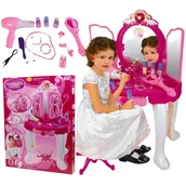 Zabawy w naśladowanie dorosłych - DUŻA TOALETKA DLA DZIEWCZNYKI RÓŻOWA DŹWIĘKI MP3 ŚWIATŁA + AKCESORIA - miniaturka - grafika 1