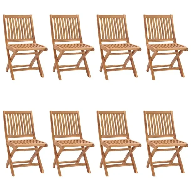 Stylowy zestaw 8 drewnianych krzeseł ogrodowych z tekowego drewna 46,5x58x