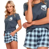 Piżamy damskie - Piżama damska krótki rękaw DOCTOR NAP 4417 deep blue XXL 44 - miniaturka - grafika 1