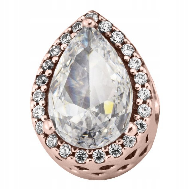 Charms Łezka Łza Cyrkonia różowe złoto srebro 925