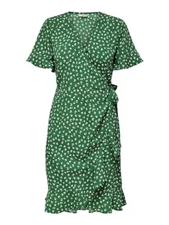 Sukienki - ONLY Sukienka damska Onlolivia S/S Wrap Dress WVN Noos, Verdant Green, 38 - grafika 1