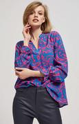 Koszule damskie - Wzorzysta koszula z dekoltem w serek 4210, Kolor niebiesko-różowy, Rozmiar XS, Moodo - Primodo.com - miniaturka - grafika 1