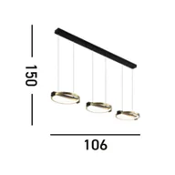 Lampy sufitowe - Searchlight Lampa wisząca Aerial LED, 3-punktowa, mosiądz/czarny, stalowy - miniaturka - grafika 1