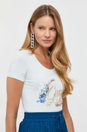 Koszulki sportowe damskie - Guess t-shirt damski kolor niebieski - miniaturka - grafika 1