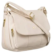 Torebki damskie - ROVICKY Torebka damska ze skóry ekologicznej listonoszka na ramie mała beżowa funkcjonalna kieszonki regulowany pasek - miniaturka - grafika 1