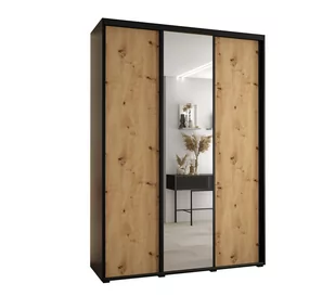 Szafa przesuwna wysoka Davos 3 170 gł. 60 czarny + artisan + czarny - Szafy - miniaturka - grafika 1