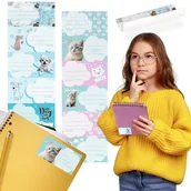 Szkolne artykuły papiernicze - KOT I PIES Naklejki NA ZESZYT, Szkolne naklejki imienne na podręczniki, SAMOPRZYLEPNE nalepki ZESTAW 12 NAKLEJEK x2 - miniaturka - grafika 1