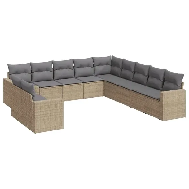 Zestaw mebli ogrodowych modułowych beżowy rattan PE z poduszkami 62x62x69