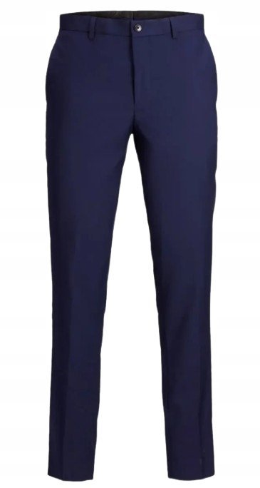 JACK & JONES GRANATOWE ELEGANCKIE SPODNIE PROSTE W KANT 68 J7A