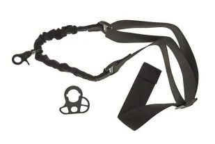 Jednopunktowy Pas nośny GFC Tactical Bungee z montażem - czarny - Amunicja i osprzęt ASG - miniaturka - grafika 1