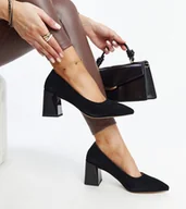 Półbuty damskie - Czarne skórzane czółenka na słupku Vinceza - VINCEZA - miniaturka - grafika 1