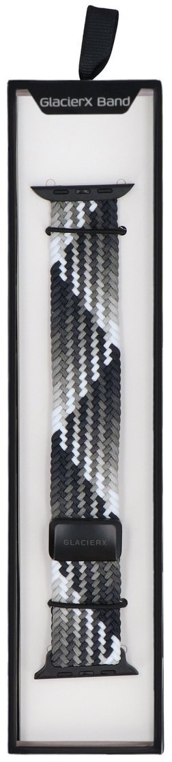 GlacierX Nowy pasek GlacierX Braided Magnetic Buckle Ebony Mosaic do Apple Watch 42/44/45/49mm Czarno-biały ombre