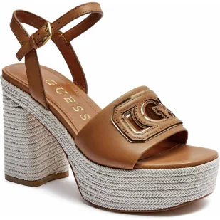 Guess Skórzane sandały na słupku GALS - Sandały damskie - miniaturka - grafika 1