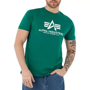 Koszulki sportowe męskie - Koszulka Alpha Industries Basic T-shirt 100501668 - zielona - grafika 1