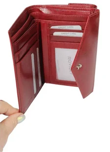 Damski Portfel Skórzany Rovicky CZERWONY 16,5 x 11cm N210 - Portfele - miniaturka - grafika 3