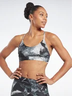 Bielizna sportowa damska - Reebok Biustonosz sportowy Lux Strappy Allover Print HS7793 Czarny - miniaturka - grafika 1