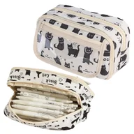 Piórniki - Piórnik Przybornik Szkolny W Czarne Koty Biały 21cm - miniaturka - grafika 1