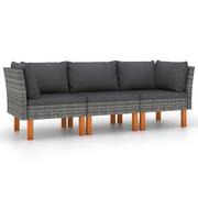 Sofy ogrodowe - VidaXL Lumarko 3-osobowa sofa ogrodowa z poduszkami, polirattan, szara! 3059707 VidaXL - miniaturka - grafika 1