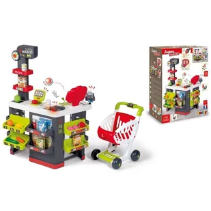 Smoby SMOBY Supermarket z Wózkiem, elektroniczną kasą, wagą i 42 akcesoriami Smoby 350228 - Zabawy w naśladowanie dorosłych - miniaturka - grafika 1