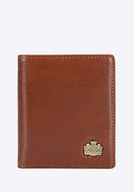 Biżuteria - akcesoria - Etui na karty ze skóry z herbem bez zapięcia jasny brąz - miniaturka - grafika 1