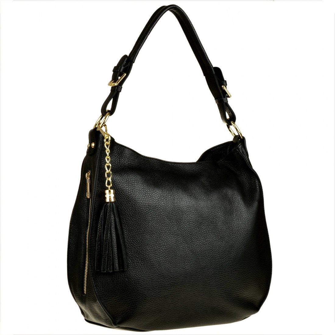 Duża torebka shopper czarna skóra naturalna włoska