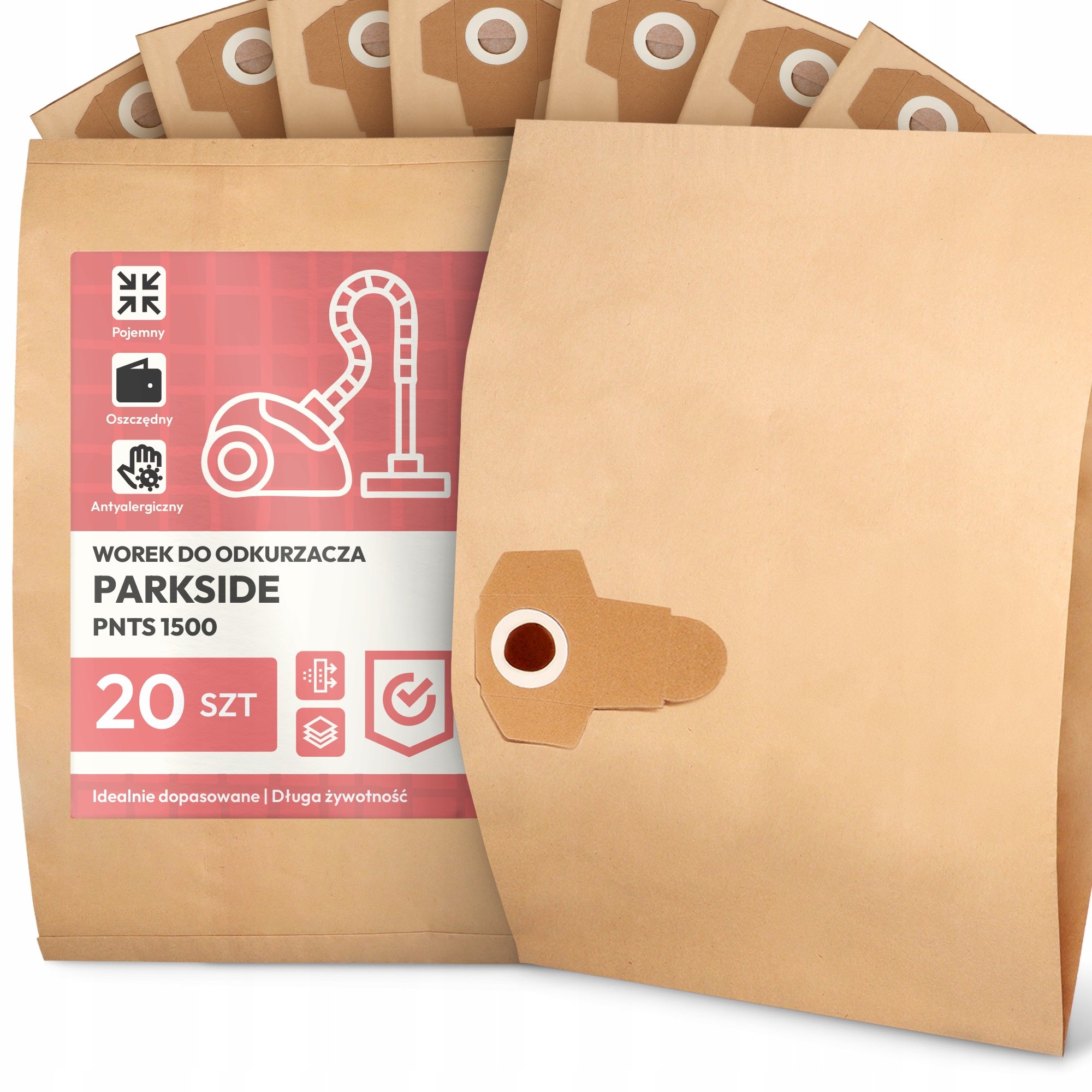 20x Worek do Odkurzacza Parkside Pnts 1500 Papierowy 2-Warstwy Worki 2A
