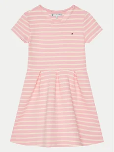 Tommy Hilfiger Sukienka codzienna KG0KG08339 M Różowy Slim Fit - Sukienki i spódniczki dla dziewczynek - miniaturka - grafika 1