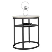 Ławy i stoliki kawowe - Okrągły stolik kawowy industrialny dąb sonoma + czarny M4-E28 - miniaturka - grafika 1