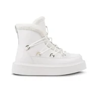 Botki damskie - Botki Damskie Eleganckie Sznurowane Wysokie Stylowe Modne Cieple Klasyczne Z Skóry Ekologicznej Ocieplane Białe Styria 41 - miniaturka - grafika 1