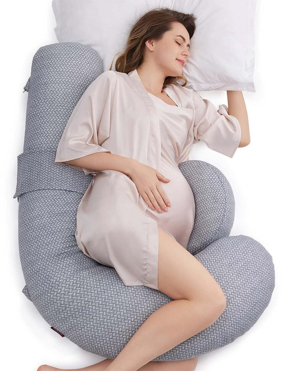 Momcozy PP006 F SHAPED PREGNANCY PILLOW AIR LAYER GRAY