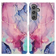 Portfele - Do Samsung Galaxy A16 5G 4G Portfel Etui na telefon z klapką ze skóry PU z uchwytem na karty Pomalowany Wielobarwny Green Pink Marble - miniaturka - grafika 1