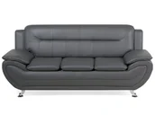 Sofy i kanapy - Shumee Shumee Sofa 3-osobowa ekoskóra szara LEIRA 73968 - miniaturka - grafika 1