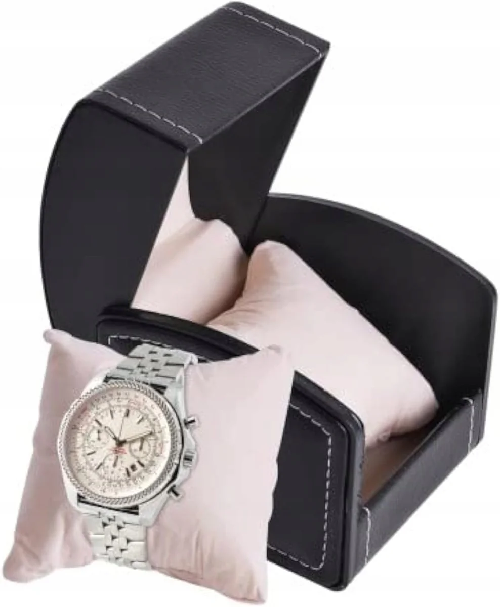 PUDEŁKO NA ZEGAREK 9X10X8CM CZARNE SZKATUŁKA ETUI ORGANIZER ELEGANCJA