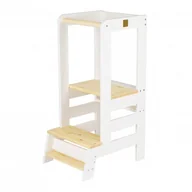 Zestawy mebli dla dzieci - MeowBaby® Kitchen Helper, Lite Drewno Biały Pomocnik Kuchenny z Elementami Naturalnymi, Biały-Naturalny - miniaturka - grafika 1