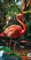 Ręczniki - Duży ręcznik plażowy szybkoschnący 100x180 cm z motywem flaminga / flaming - miniaturka - grafika 1