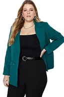 Kurtki damskie - Trendyol Damska kurtka plus size, regularna, dwurzędowa, z klapą, z kołnierzykiem, tkana kurtka plus size, ZIELONY, 72 - miniaturka - grafika 1