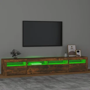 Lumarko Szafka pod TV z oświetleniem LED, przydymiony dąb, 240x35x40 cm - Szafki RTV - miniaturka - grafika 5