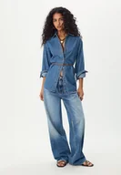 Koszule damskie - Stradivarius Koszula jeansowa z paskiem ŚREDNIOJASNY NIEBIESKI DENIM L - miniaturka - grafika 1
