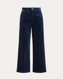 Spodnie damskie - RALPH LAUREN Granatowe spodnie ze sztruksu Wide-Leg rozmiar 10 - grafika 1
