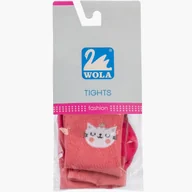 Rajstopy - Rajstopy Dziecięce Bawełniane Rajtuzy Elastyczne Z Kotkiem WOLA Różowe Różowy 56-62 - miniaturka - grafika 1