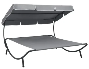 Elior Leżanka dwuosobowa ogrodowa z daszkiem Ango - szara - Leżaki ogrodowe Elior Leżanka dwuosobowa ogrodowa z daszkiem Ango - szara - Leżaki ogrodowe - miniaturka - grafika 1