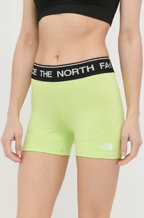 Spodenki damskie - The North Face szorty sportowe damskie kolor zielony z nadrukiem medium waist - grafika 1