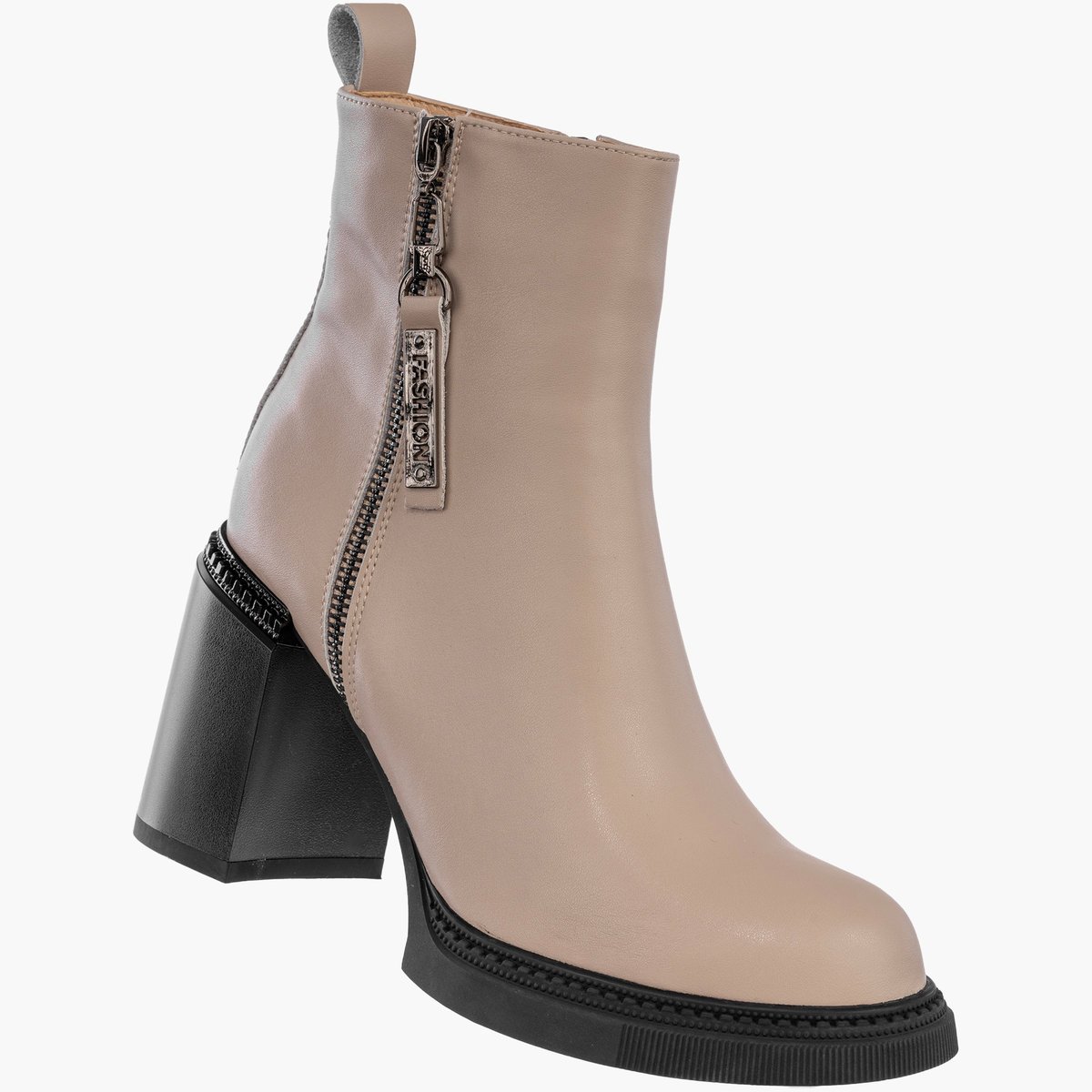 Botki Damskie Skórzane Buty Na Słupku Zimowe Ocieplane Beżowe Filippo DBT6641/24BE Beżowy 38