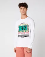 Koszulki męskie - MĘSKI LONGSLEEVE WRANGLER LS WRANGLER TEE WHITE W7E2D0989 112131776 - Wrangler - miniaturka - grafika 1